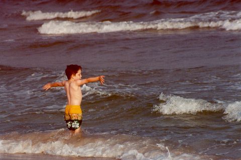 [Joshua in the water at Pensacola - July 2000]